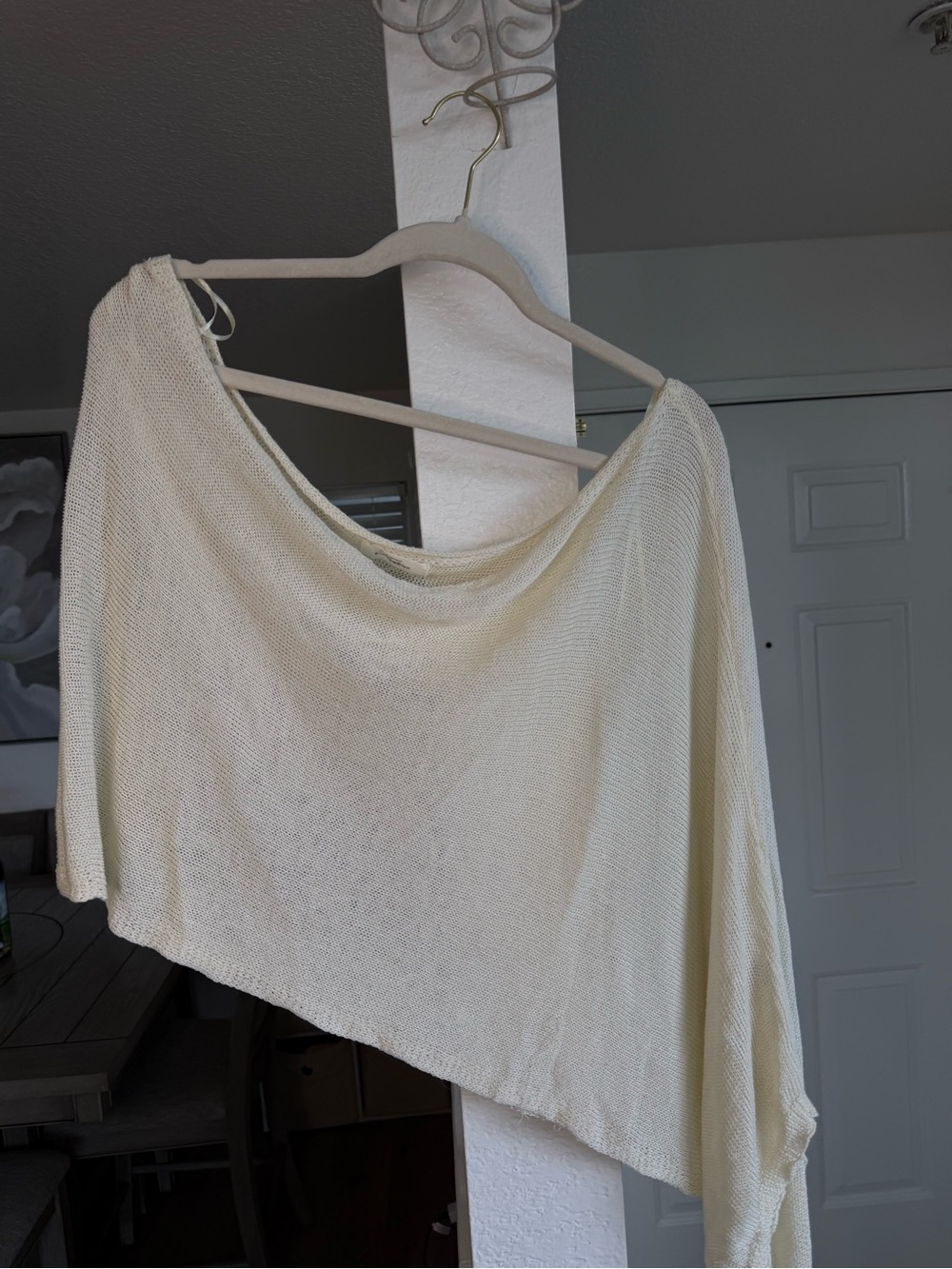 Light Cream Women's Knit Shawl Sweater